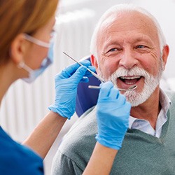 Dentist examining a patient’s teeth