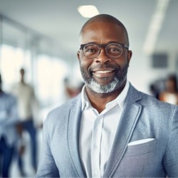 man smiling in an office 