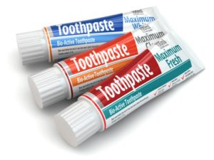 assorted tubes of toothpastes