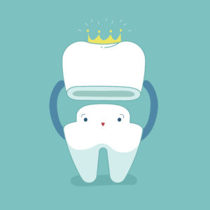 dental crown cartoon concept 